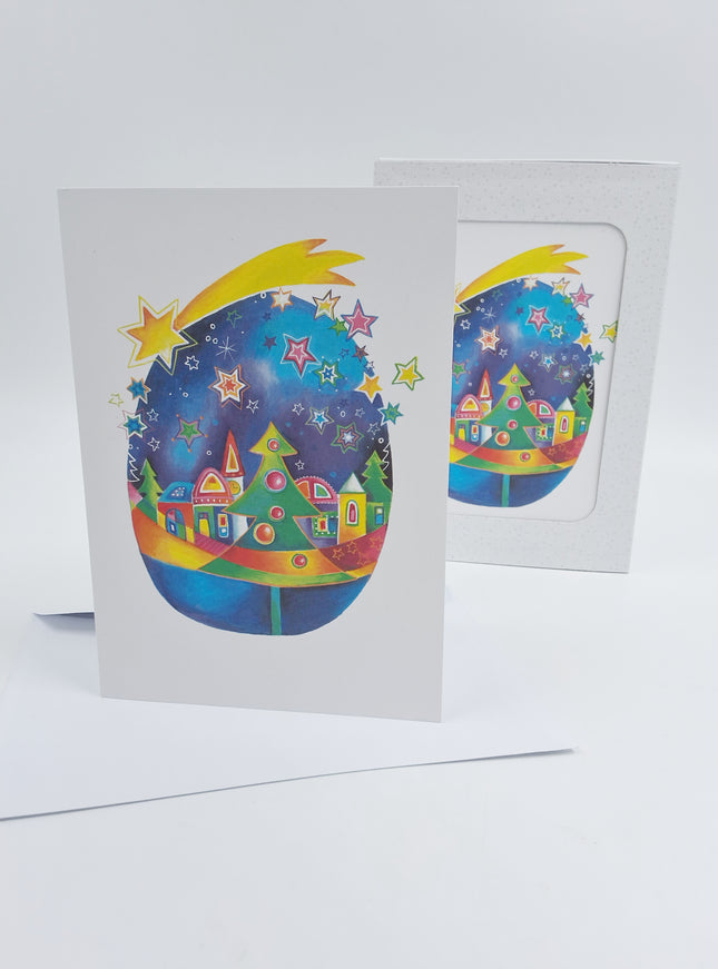 Boîte de cartes de Noël 10x Lumière de sapin de Noël (F12995)