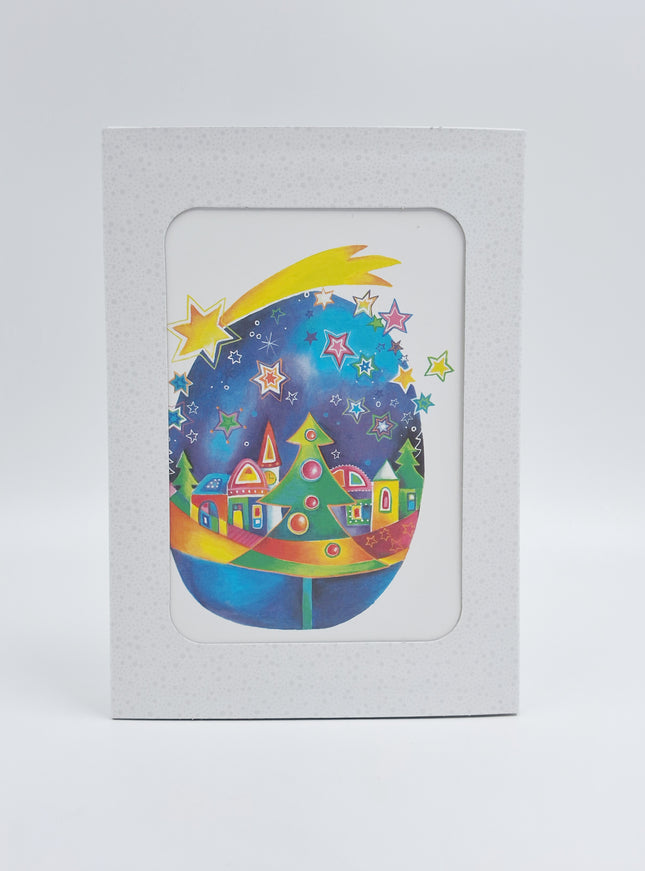 Boîte de cartes de Noël 10x Lumière de sapin de Noël (F12995)