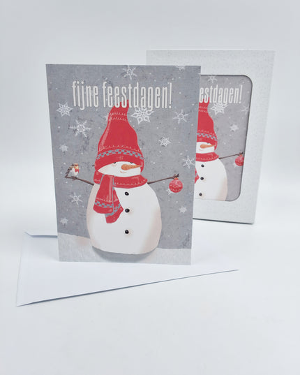 Kerstkaarten doosje 10x sneeuwman