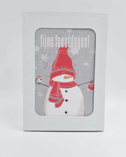 Kerstkaarten doosje 10x sneeuwman