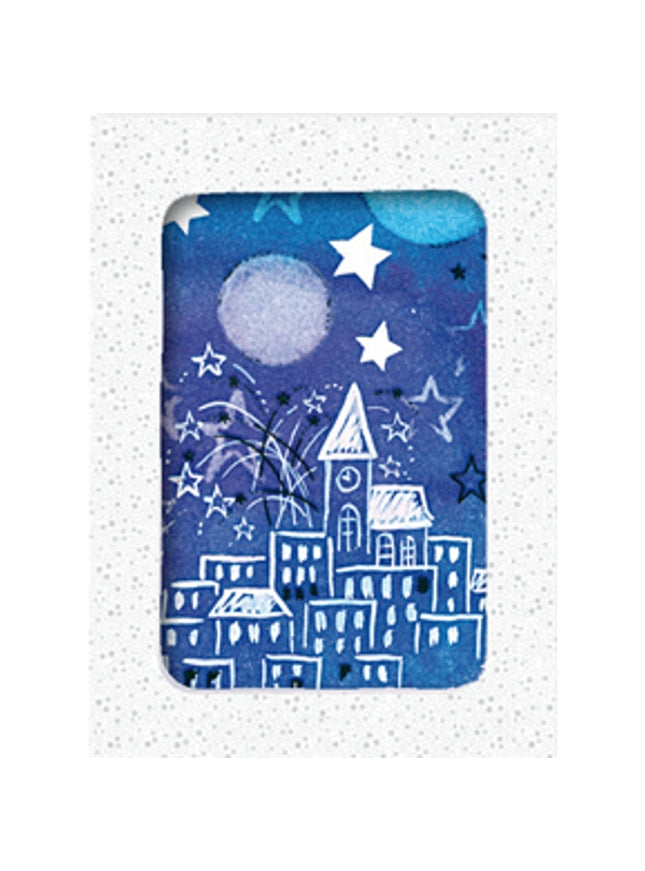 Kerstkaarten doosje 12x kerk sterren
