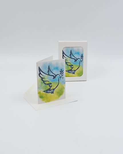 Christmas card box 12x dove blue green