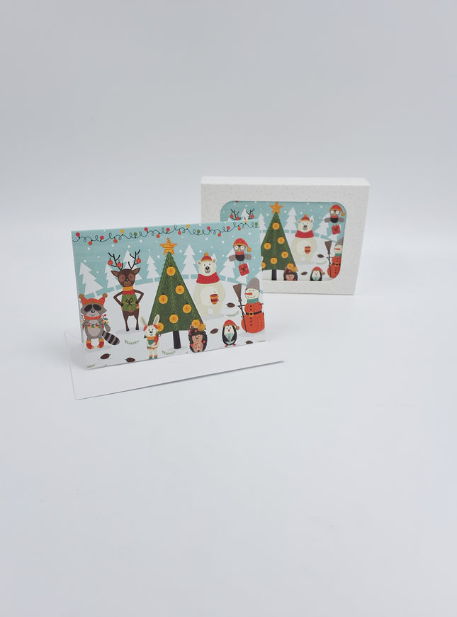 Christmas card box 12x animal winter picture