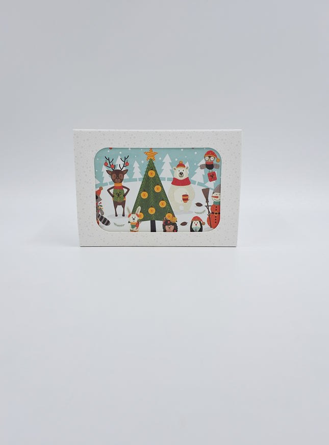 Christmas card box 12x animal winter picture