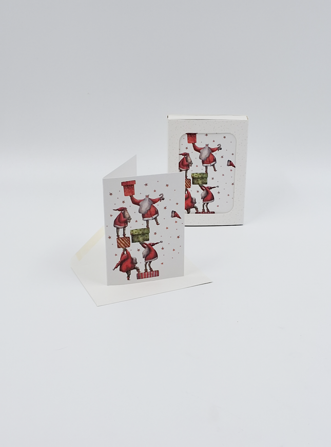Kerstkaarten doosje 12x kerstmannetjes