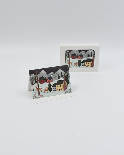 Kerstkaarten doosje 12x winterlandschap