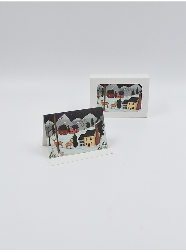 Kerstkaarten doosje 12x winterlandschap
