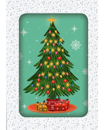 Kerstkaarten doosje 12x kerstboom groen