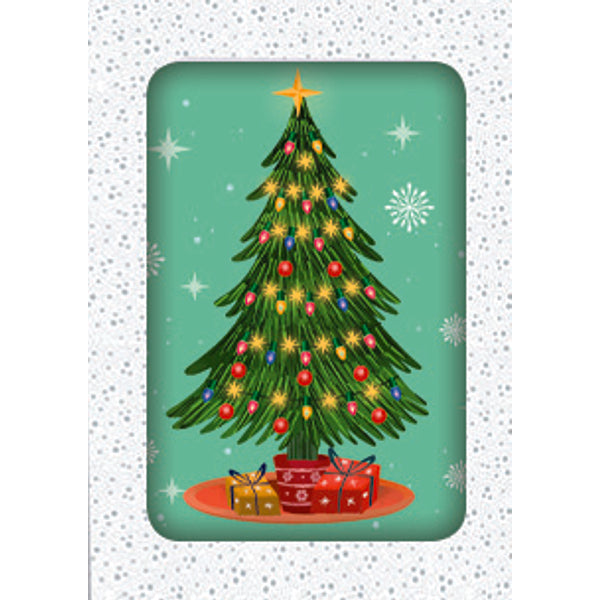 Kerstkaarten doosje 12x kerstboom groen