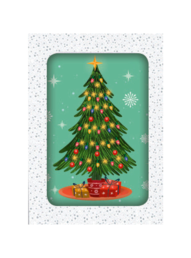 Kerstkaarten doosje 12x kerstboom groen