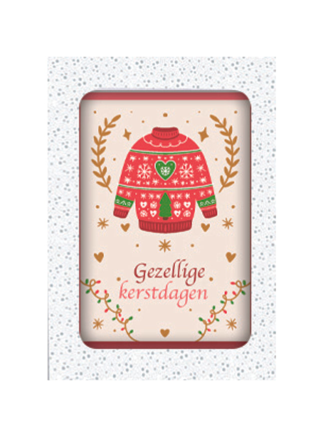 Kerstkaarten doosje 12x kerst trui rood