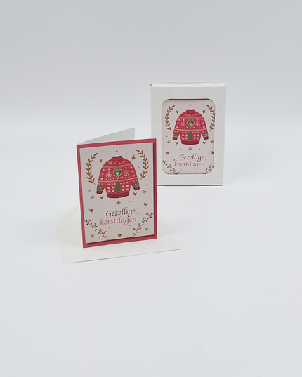 Christmas card box 12x Christmas sweater red