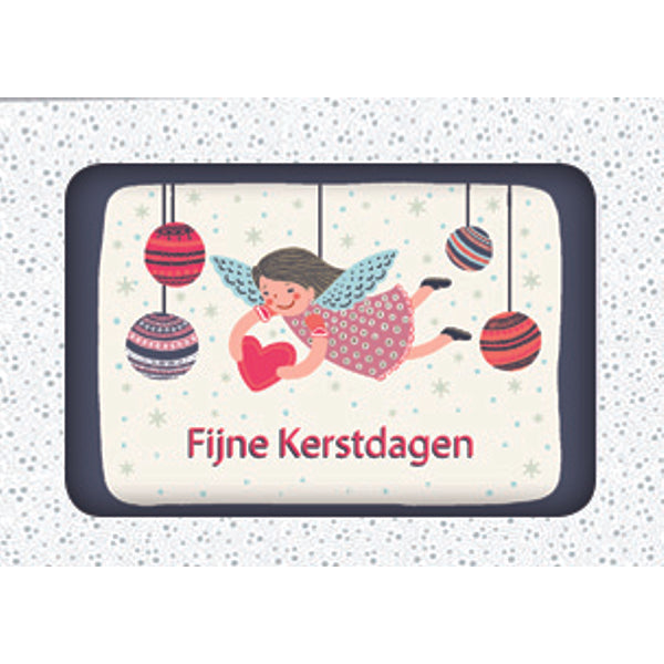 Kerstkaarten doosje 12x engeltje met hartje