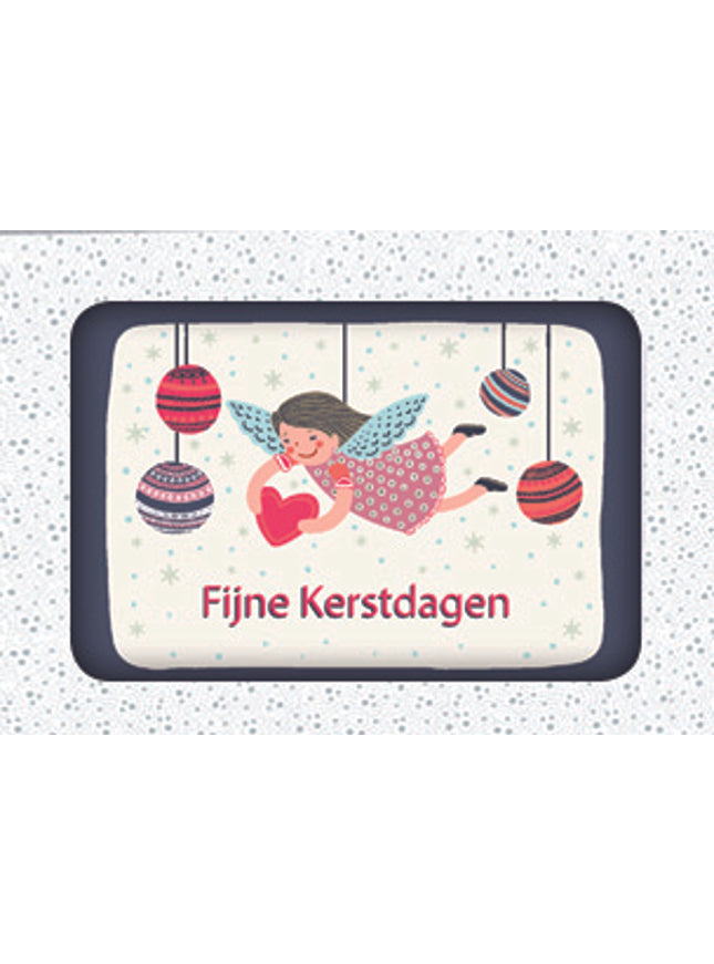 Kerstkaarten doosje 12x engeltje met hartje