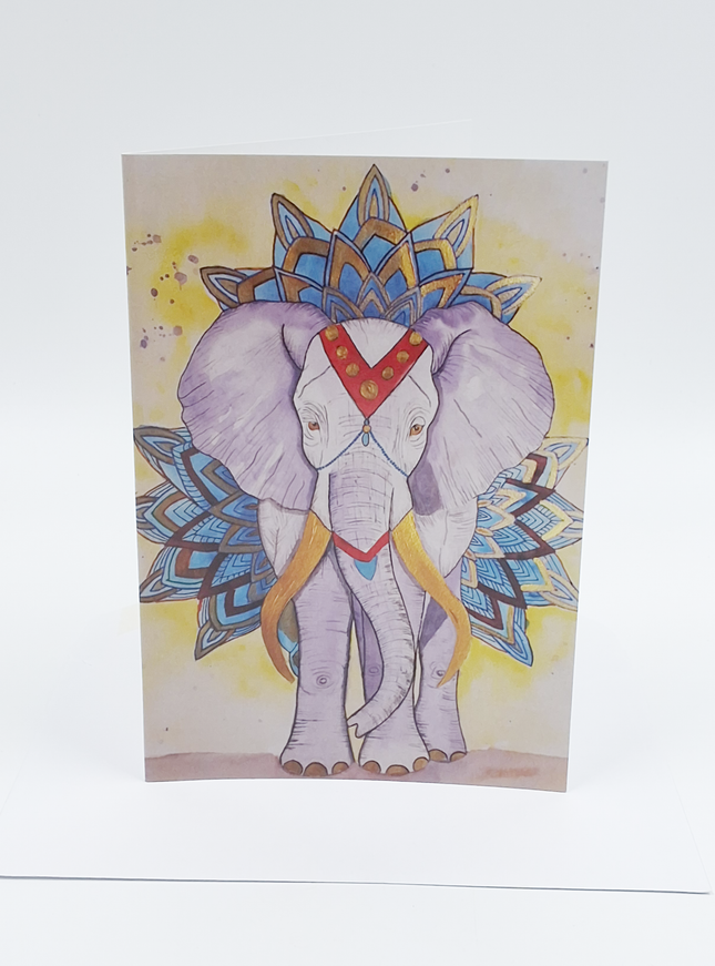 Wenskaart versierde olifant (F20077)