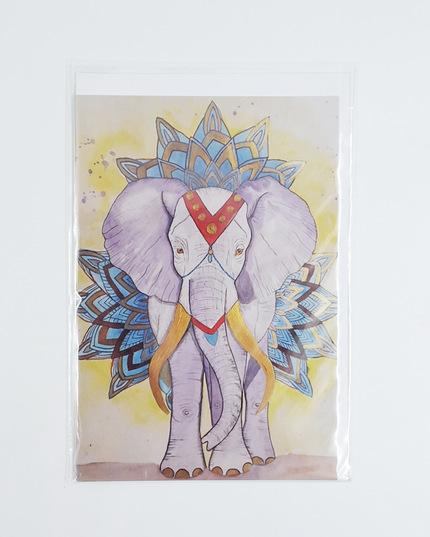 Wenskaart versierde olifant (F20077)