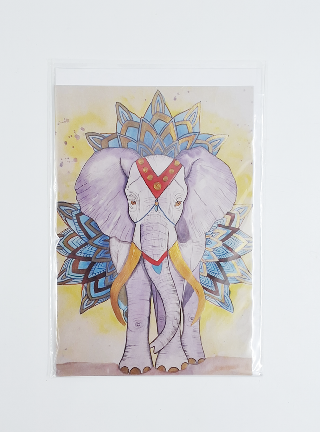 Wenskaart versierde olifant (F20077)