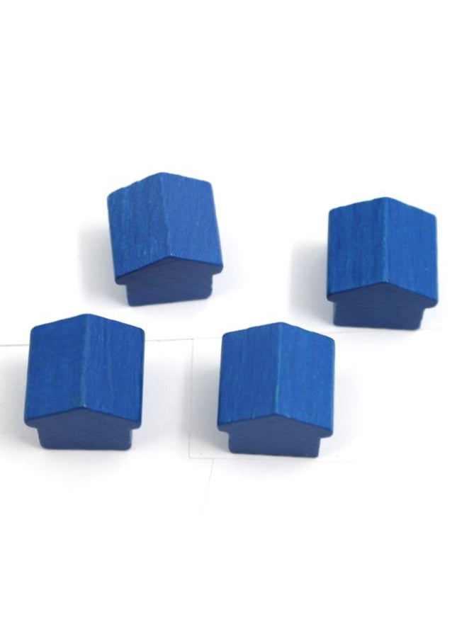 houten hotel - ca. 12x13x12 mm - blauw