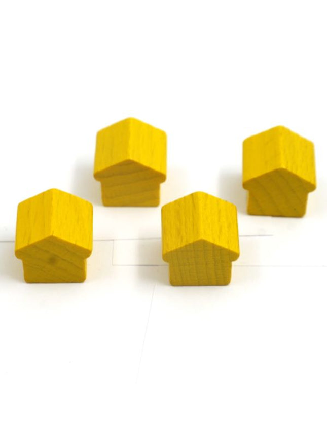 houten hotel - ca. 12x13x12 mm - geel