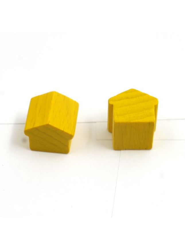houten hotel - ca. 12x13x12 mm - geel