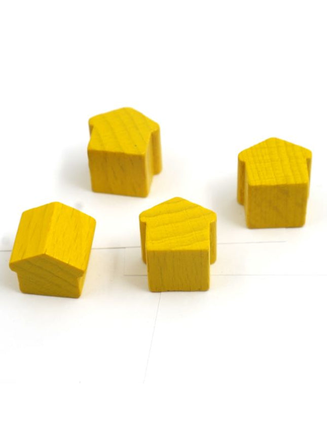 houten hotel - ca. 12x13x12 mm - geel