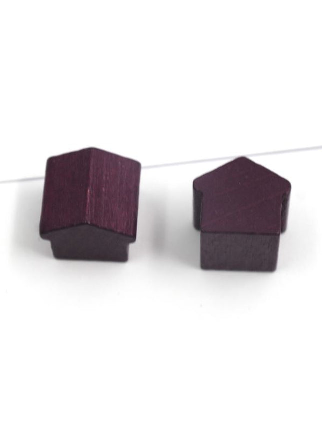 houten hotel - ca. 12x13x12 mm - paars